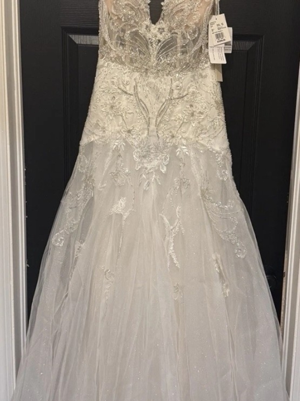 Galina Ivory Lace Appliqué Wedding Dress with Sheer Bodice size 4 nwt - Picture 3 of 7